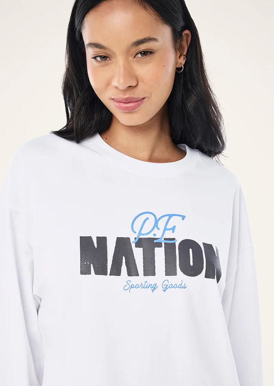 P.E Nation Champion LS Heavyweight Tee (White)