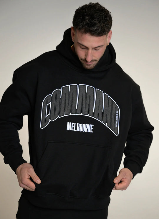 Command Denim Oversized Hoodie (Black/Denim)