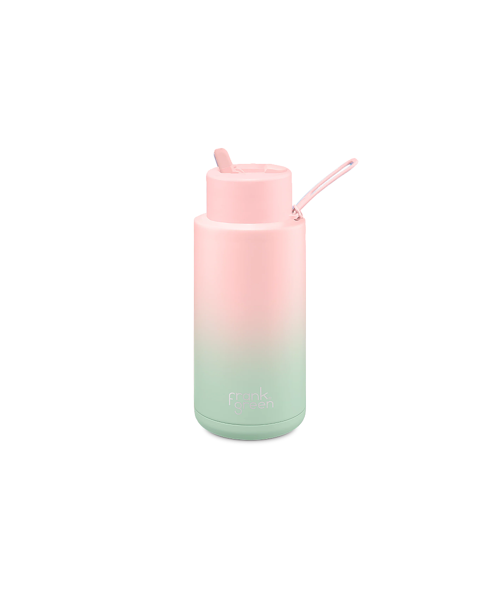 Frank Green Reusable Ceramic Bottle with Straw Lid Mint Gelato 1L