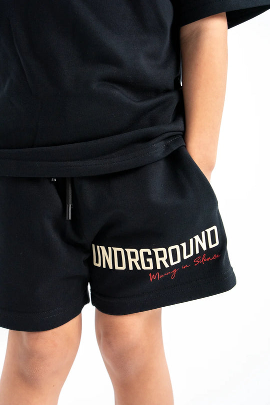 Kids UNDRGROUND Moving in Silence Shorts (Black/White)