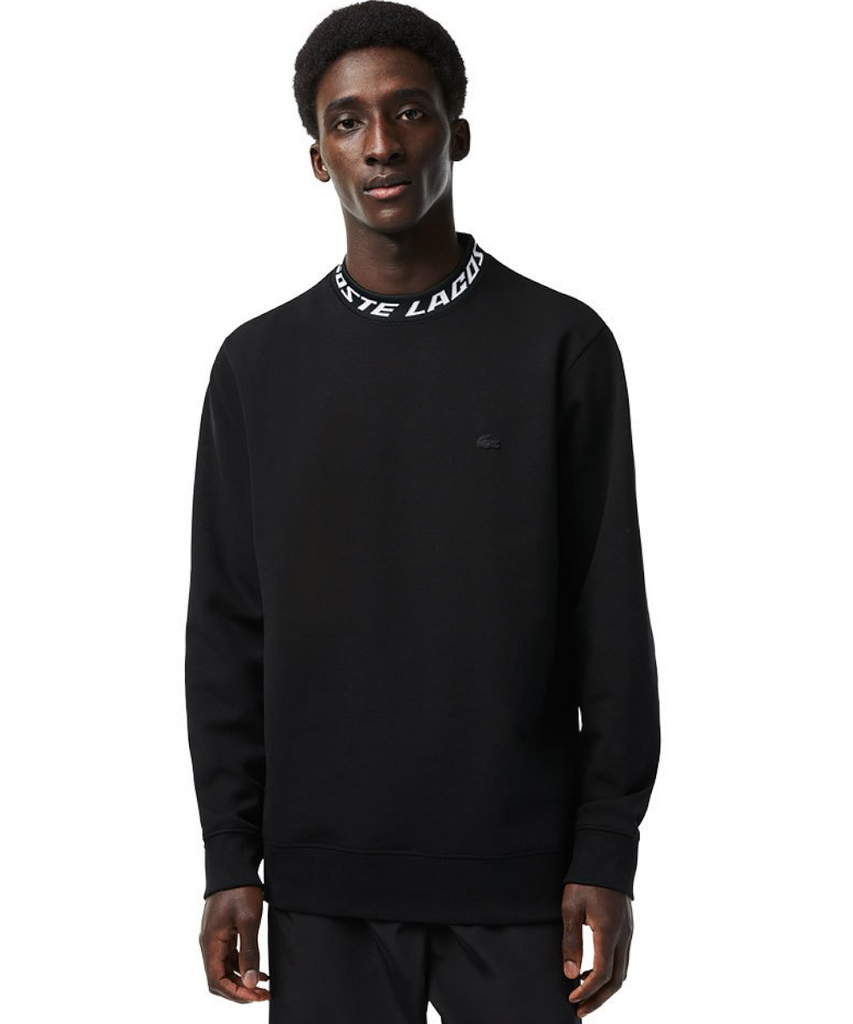 Official Lacoste Active Double Face Logo Neck Sweater in Black at ShoeGrab