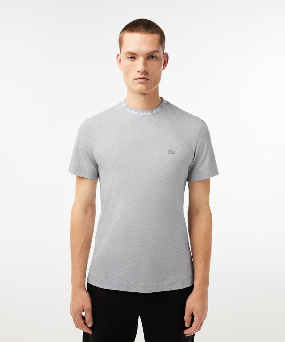 Official Lacoste Active Pique Tech Tee in Grey at ShoeGrab