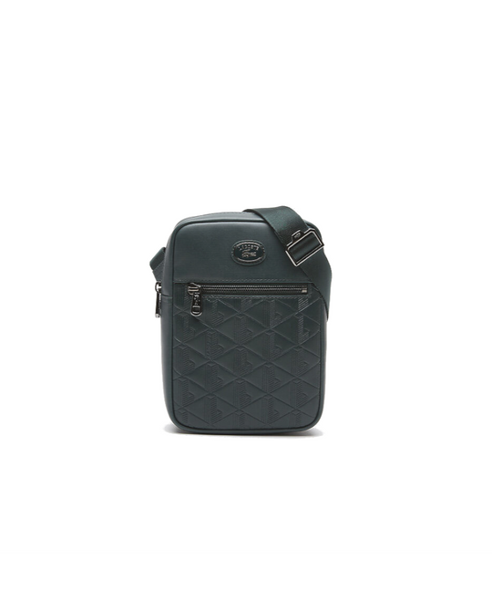 Lacoste Leather Monogram Print S Verical Camera Bag (Sinople)