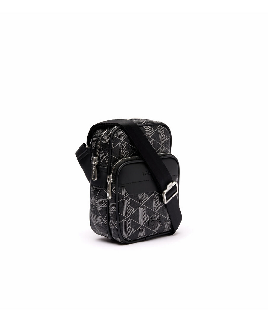 Official Lacoste The Blend Monogram S Crossover Bag in Noir at ShoeGrab