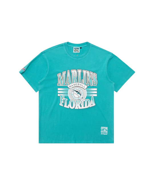 Majestic Miami Marlins Glow Stripe Tee (Faded Teal)