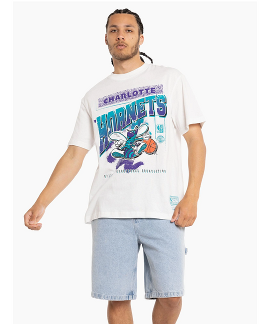 Mitchell & Ness Charlotte Hornets BRUSH OFF 2.0 Crew (White Marle)