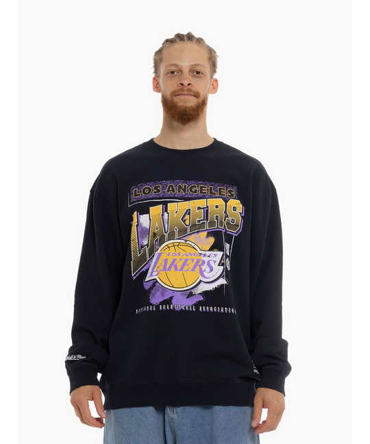 Mitchell & Ness Los Angeles Lakers BRUSH OFF 2.0 Crew (Faded Black)