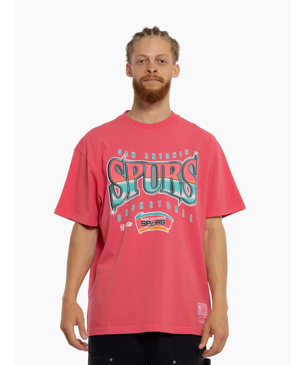 Official Mitchell Ness San Antonio Spurs Glow Up Tee in Pepper Pink at ShoeGrab