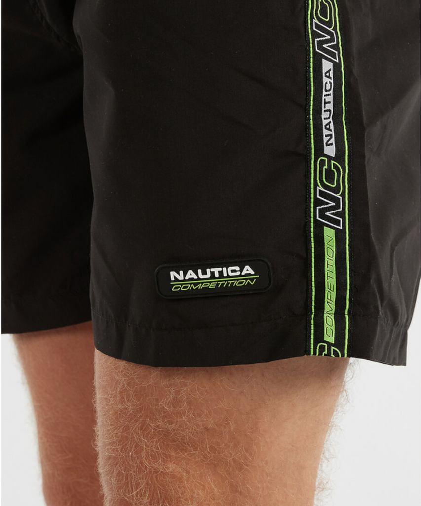 Official Nautica Competition Buton 6” Swim Shorts In Black At Shoegrab