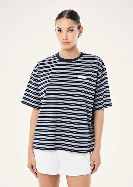 P.E Nation Oversized Spark Tee (Dark Navy Stripe)