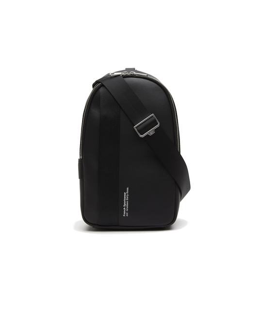 Lacoste Compact Split Calfskin Leather Bag (Black Noir)