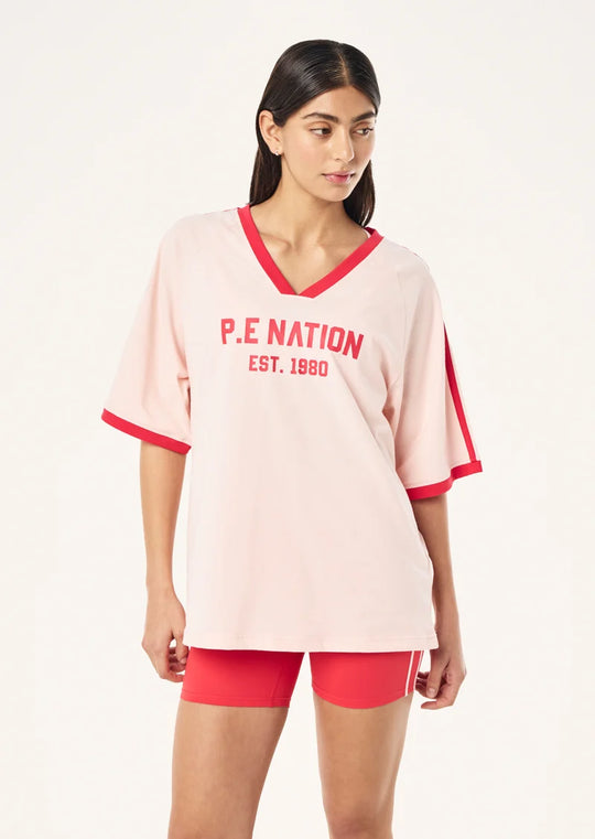 P.E Nation Spinout Baseball Tee (Soft Pink)