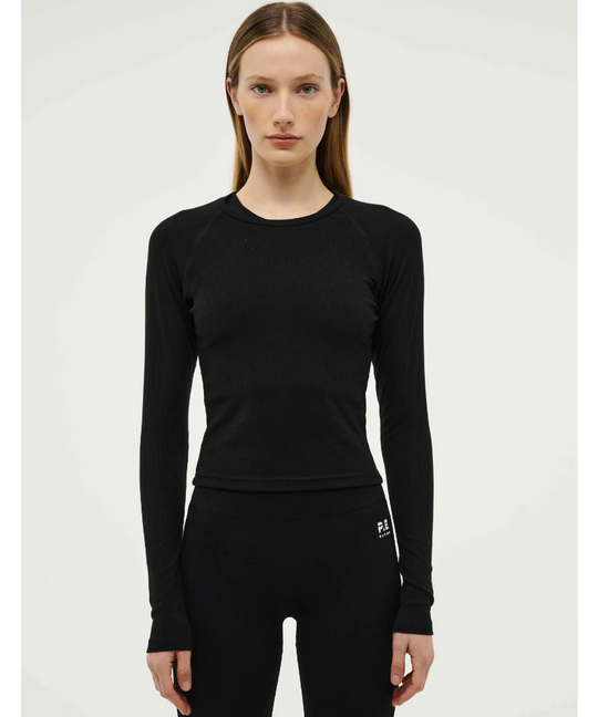 P.E Nation Free Play 3.0 Long Sleeve Ribbed Tee (Black)