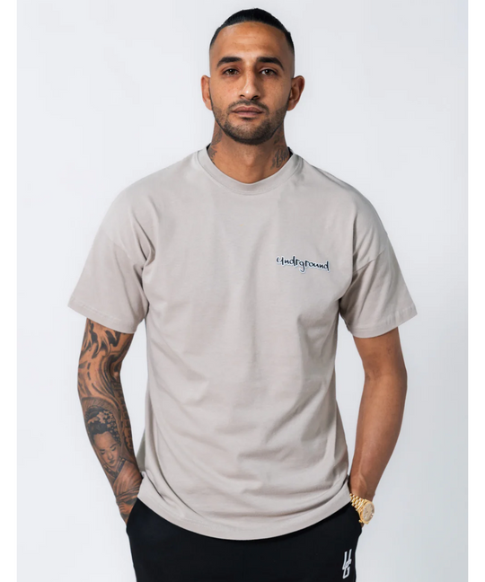 UNDRGROUND Leather Patch Tee (Taupe/Black)