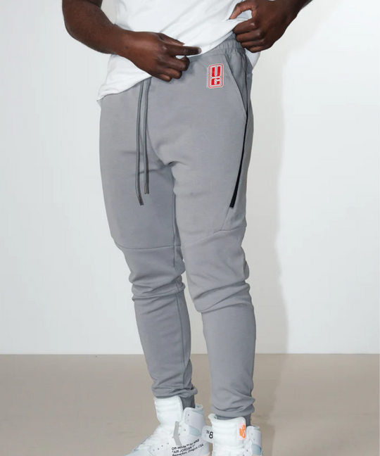 UNDRGROUND ‘Out Tha Mud' Tapered Joggers (Grey/Red)