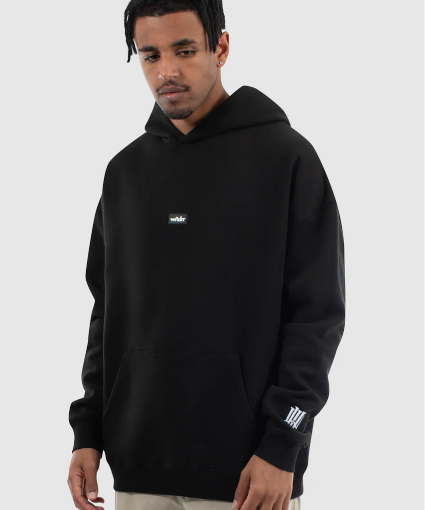 Official WNDRR Hoxton V2 Heavy Weight Hood Sweat in Black at ShoeGrab