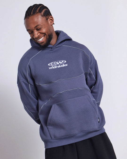 WNDRR Globe Panel Hood Sweat (Storm Blue)