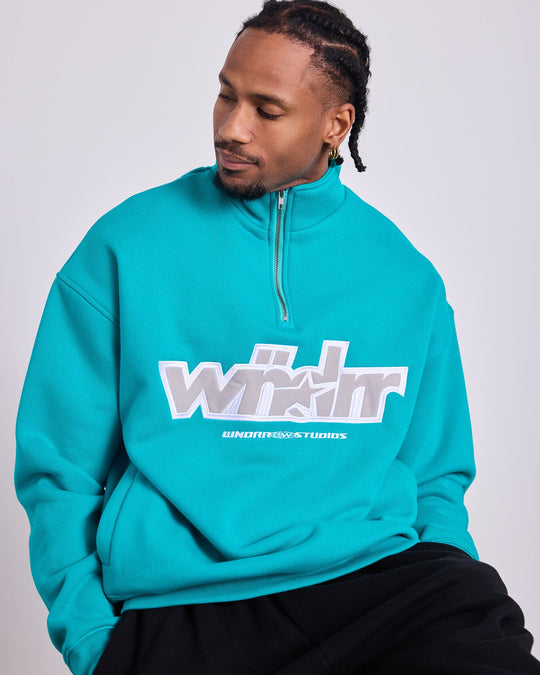 WNDRR Five Point 1/4 Zip Sweat (Pool Green)
