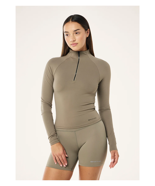 P.E Nation Routine Quarter Zip LS (Fawn)