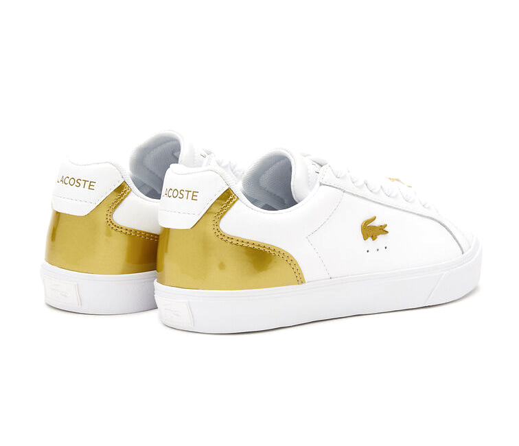 Lacoste white and gold 2025 trainers