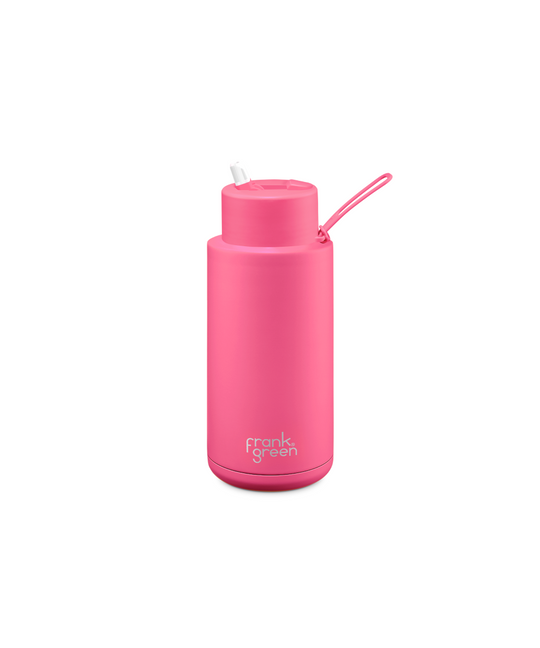 Frank Green Reusable Ceramic Bottle 1L (Neon Pink)