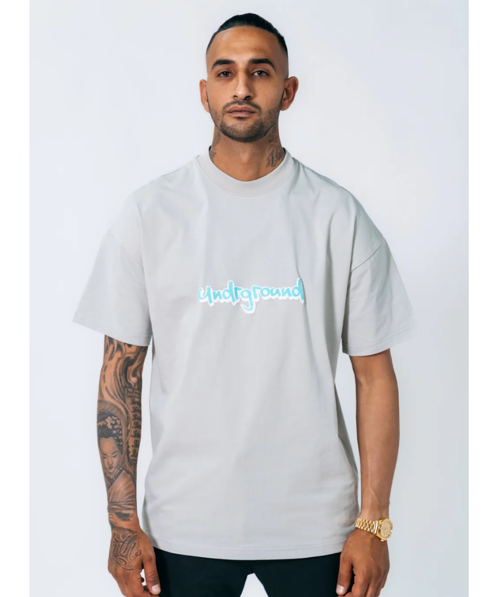 Official UNDRGROUND Puff Print Tee in Off Grey at ShoeGrab