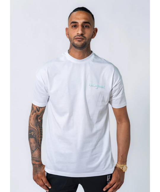 UNDRGROUND Leather Patch Tee (White/Blue)