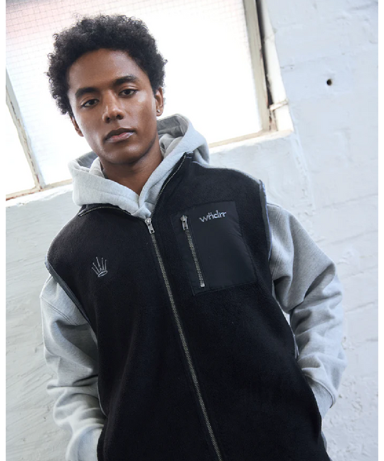 WNDRR Accent Polar Fleece Vest (Black/Grey)