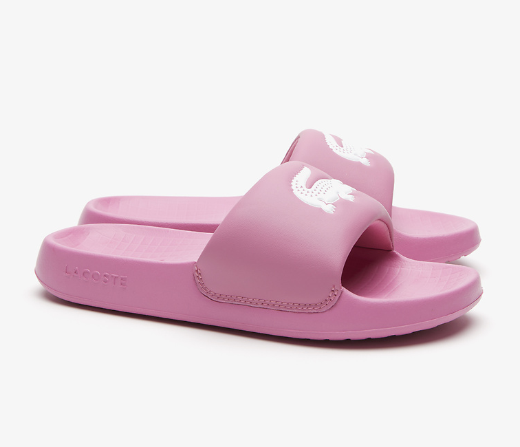 Pink on sale lacoste slides