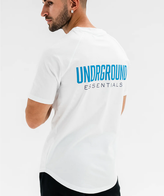 UNDRGROUND Curved Tee (White/Blue)