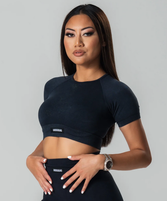 UNDRGROUND Seamless Crop Top (Washed Out Black)
