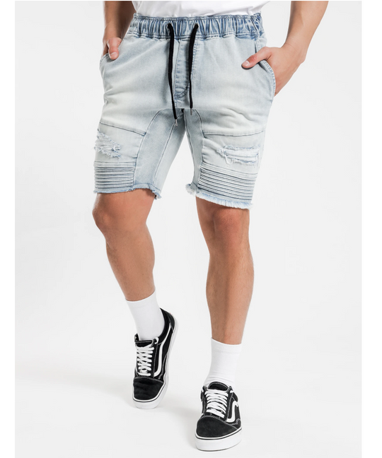 Henleys Blake Moto Denim Shorts (Vintage Blue)