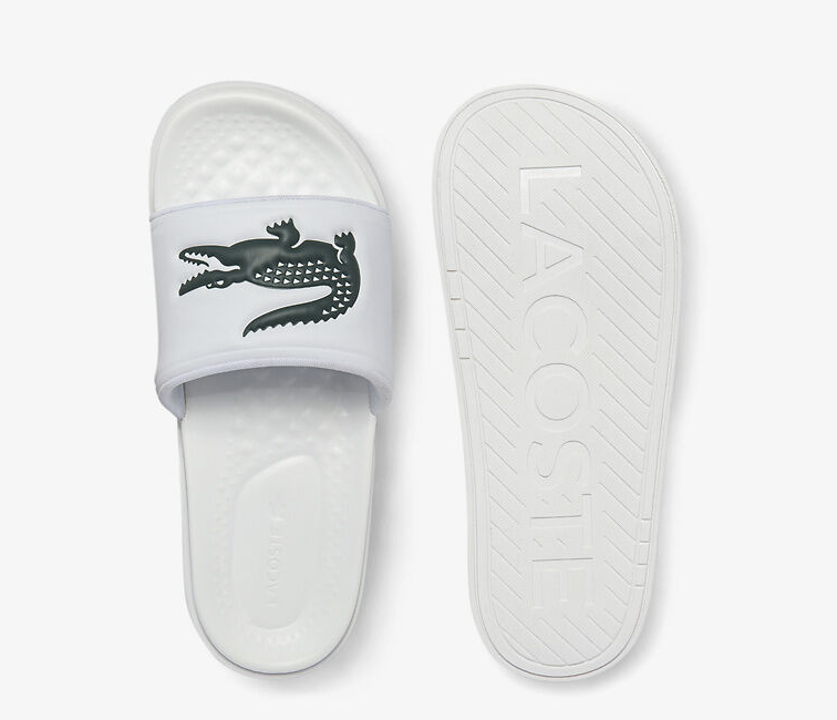radicaal wees gegroet Toerist Official Men's Lacoste Croco Dualiste Slides in White/Green at ShoeGrab