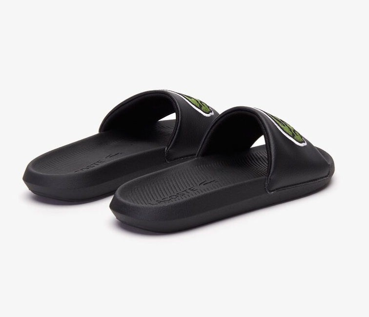 Men s Lacoste Croco Slides Black Green at ShoeGrab