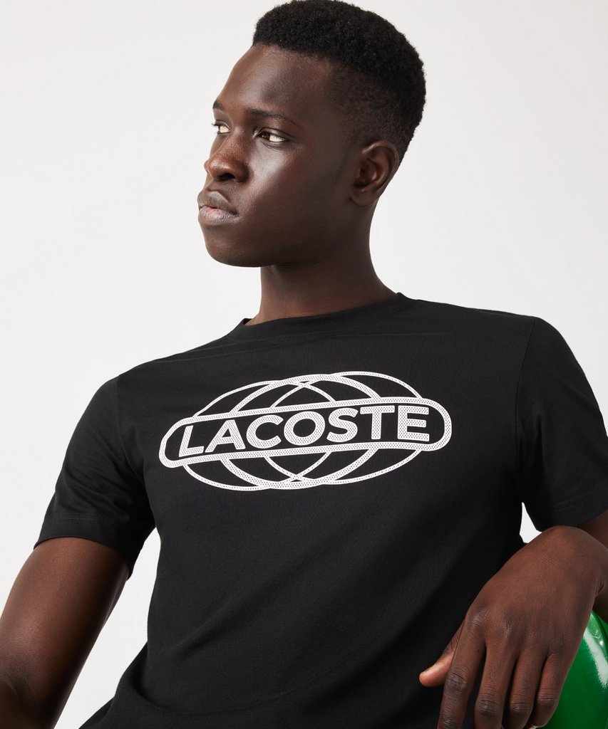 Official Lacoste Logo Performance Tee in Black at ShoeGrab