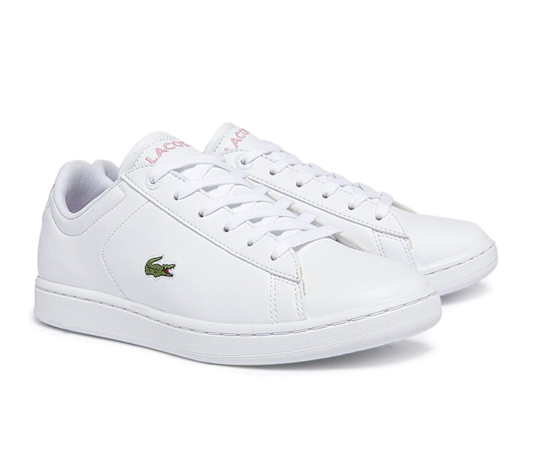 Youth Junior Lacoste Carnaby Evo 0121 1 SUJ White Lt Pink ShoeGrab
