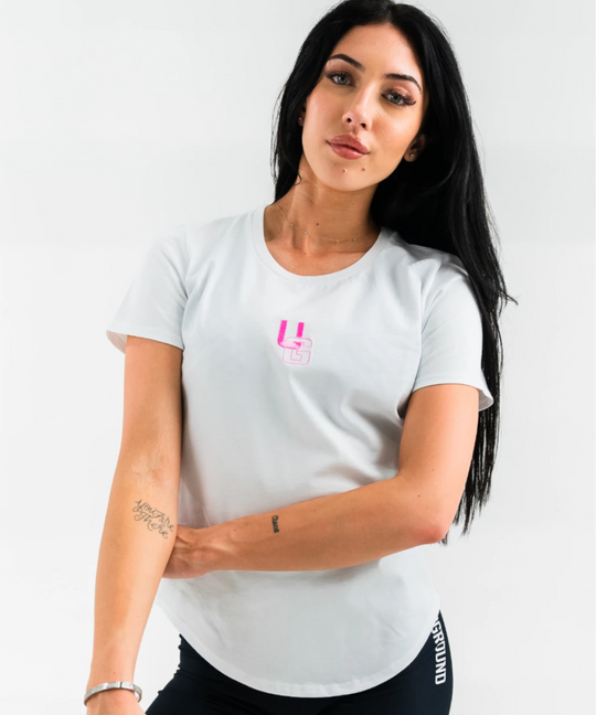 UNDRGROUND Fitted Curved Tee (White/Pink)