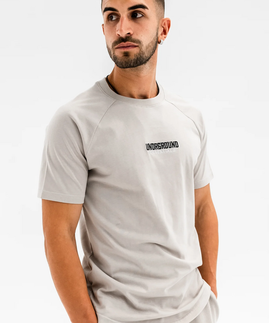 UNDRGROUND Curved Tee (Taupe/White)