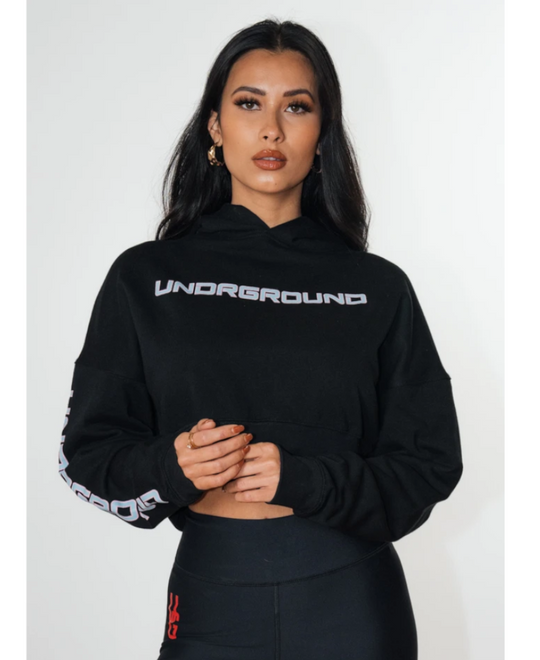 UNDRGROUND No Effort Crop Hoodie (Black)