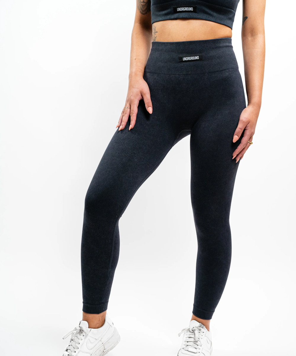 Official UNDRGROUND Seamless Tights in Washed Out Black at ShoeGrab