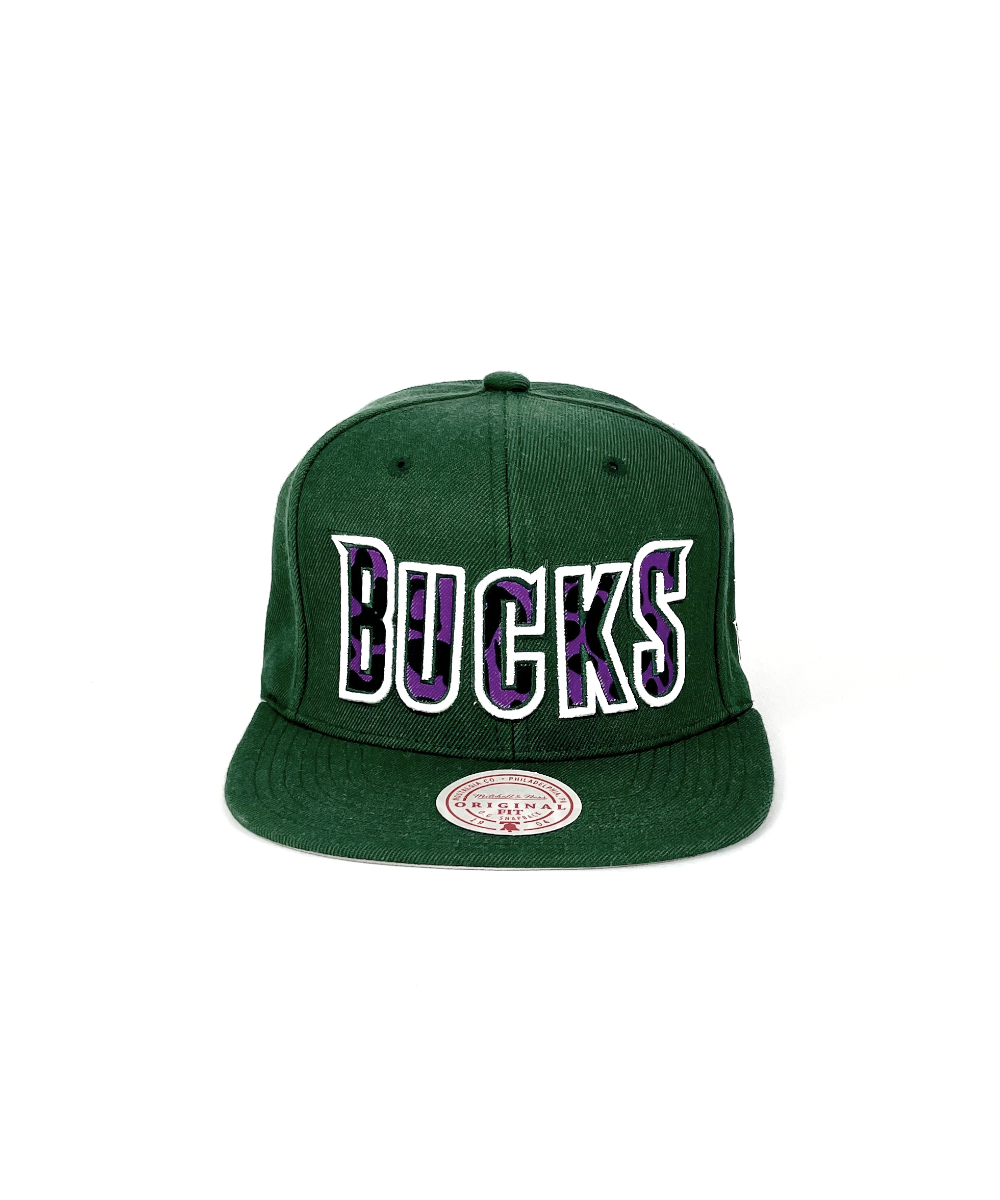 Milwaukee Bucks Wildlife Snapback Hat by Mitchell Ness – ShoeGrab