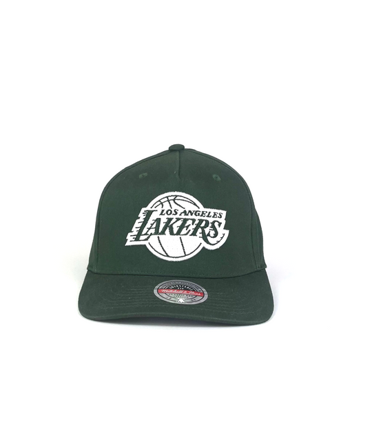 LA Lakers Team Logo Snapback Hat by Mitchell & Ness (Olive)