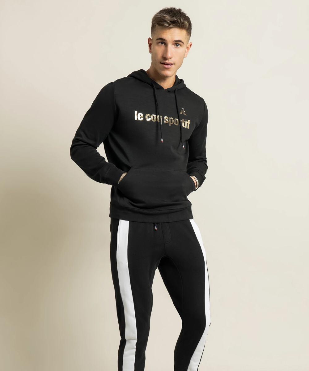 Le Coq Sportif Men s Roissey Foil Hoodie Black Gold at