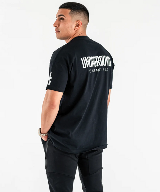 UNDRGROUND Logo Box-Fit Arm Print Tee (Black)