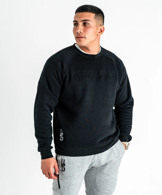 UNDRGROUND Embossed Crew Neck Sweater (Black)