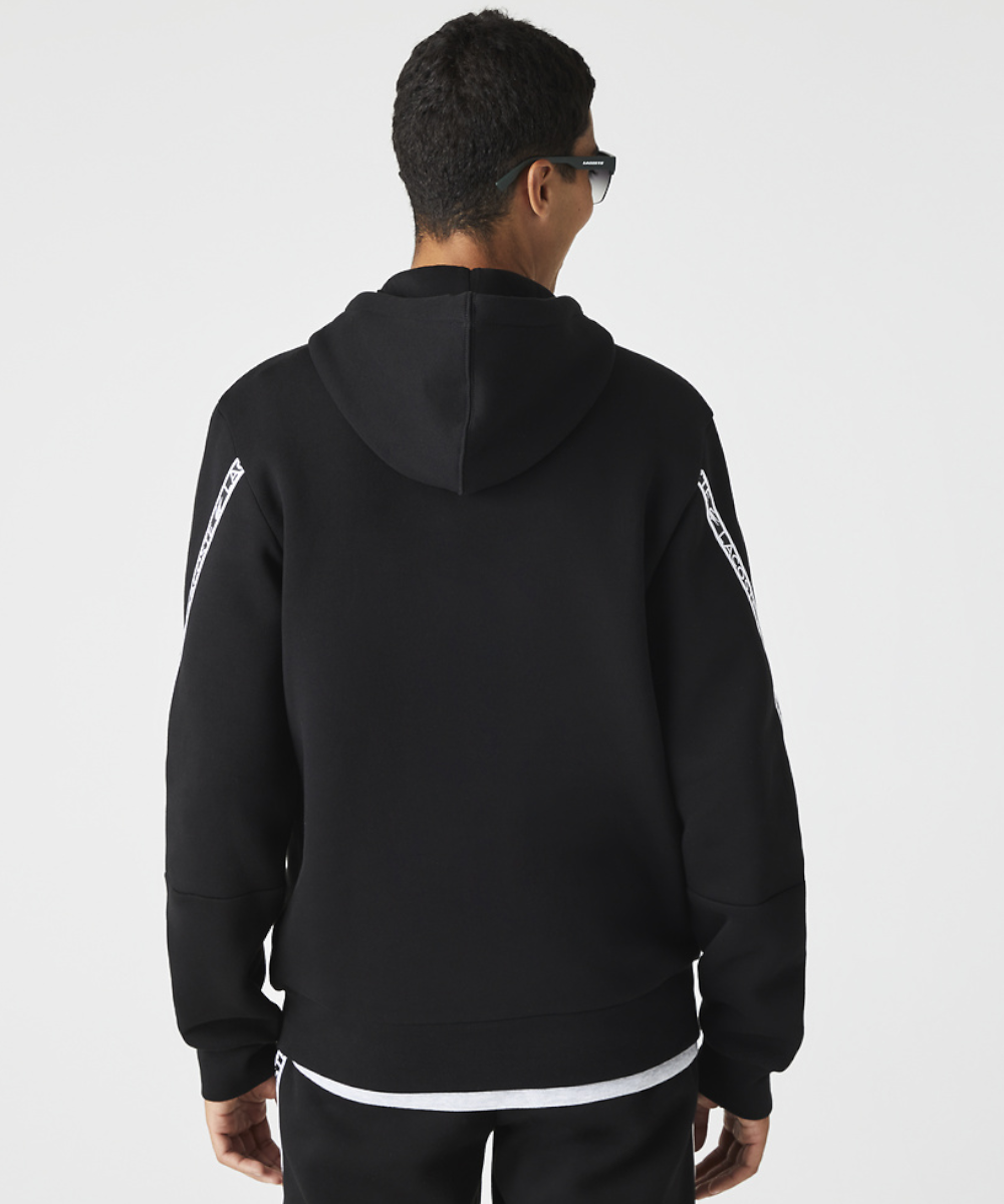 Black adidas tape store hoodie