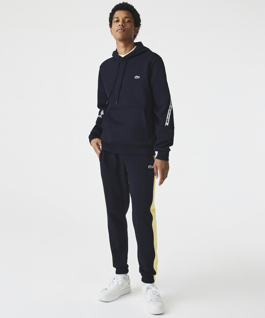 Official Lacoste Active Tape Hoodie in Navy at ShoeGrab