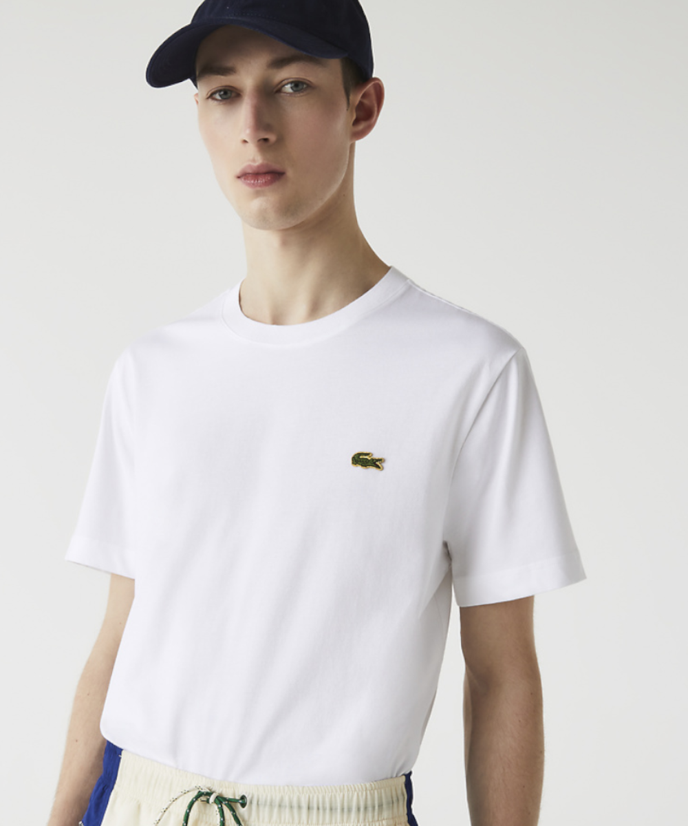 White and gold lacoste shirt Clearance
