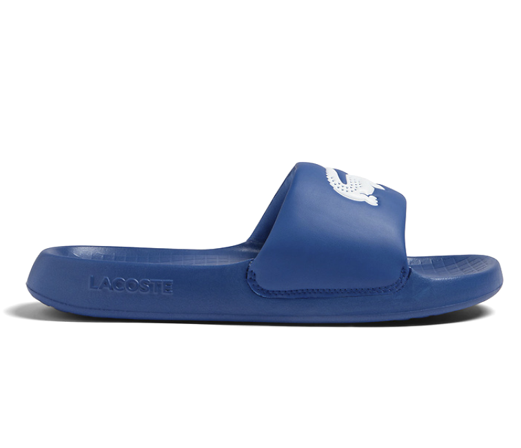 Official Men's Lacoste Serve Slide 1.0 CMA in Blue at ShoeGrab