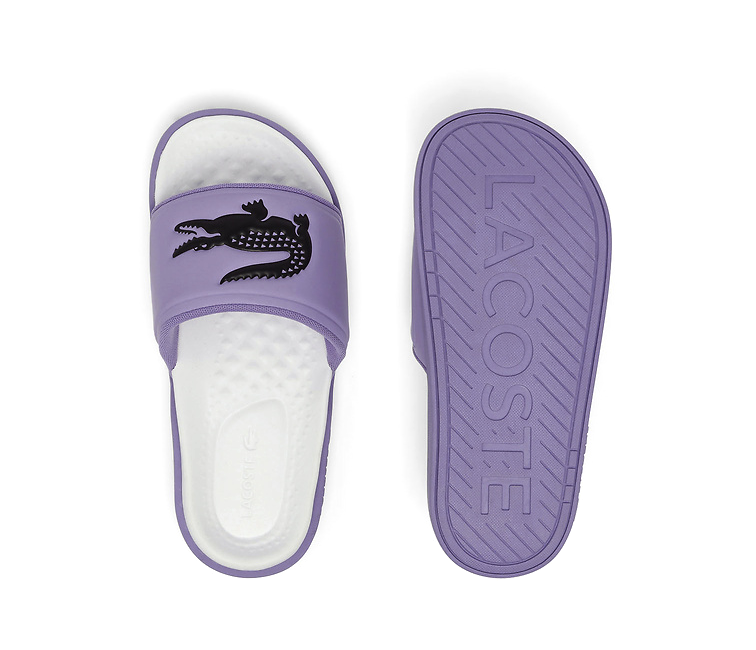 Women's Lacoste Croco Dualiste Slides (Purple/White)